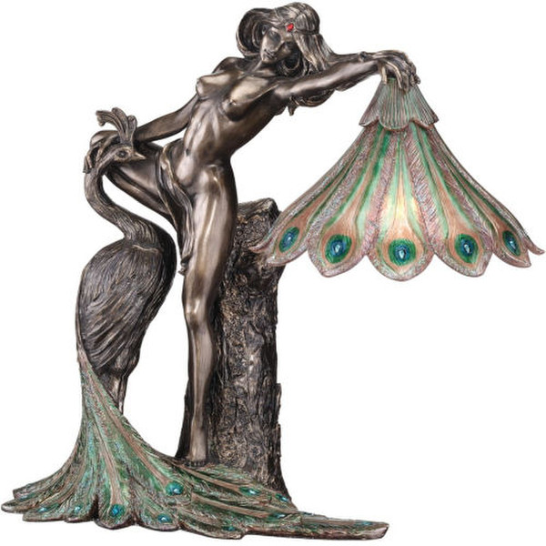Peacock Goddess Illuminated Sculpture Lamp Artwork Mythological Art